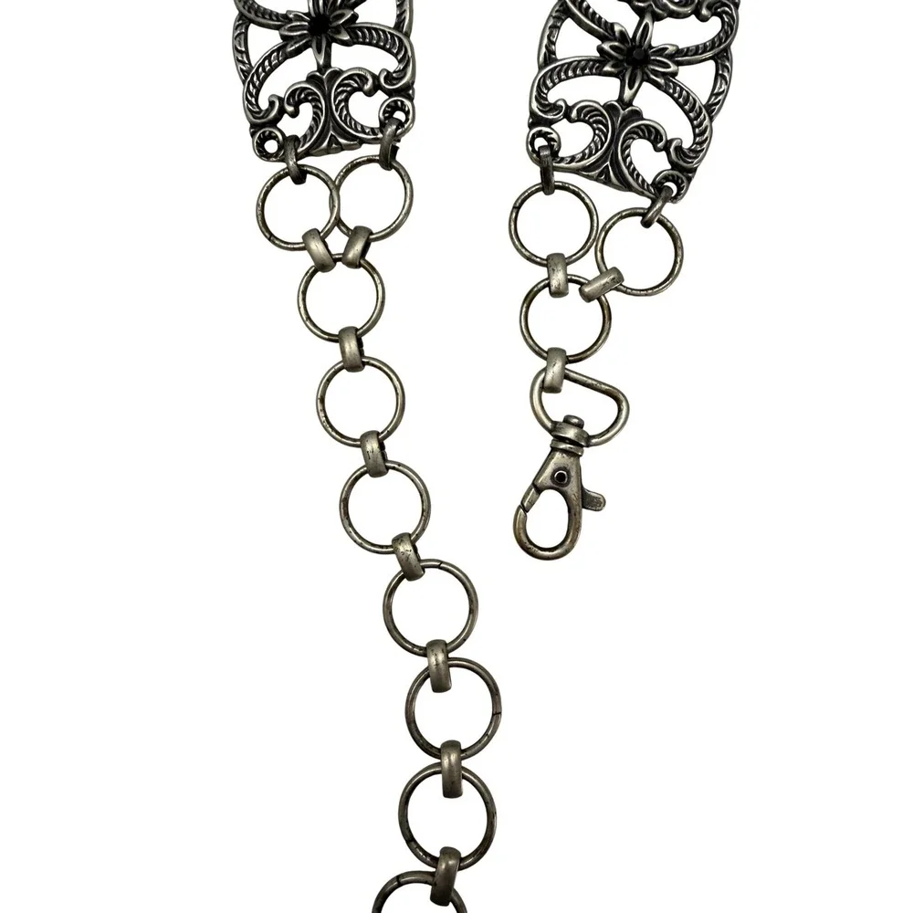 Filigree Chain Belt Y2K Womens Silver Gothic Grunge Steampunk Metal Statement